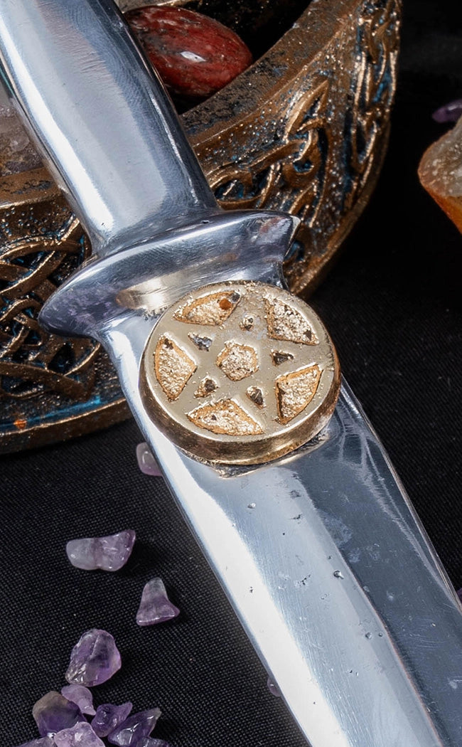 Aluminium Athame | Golden Pentacle