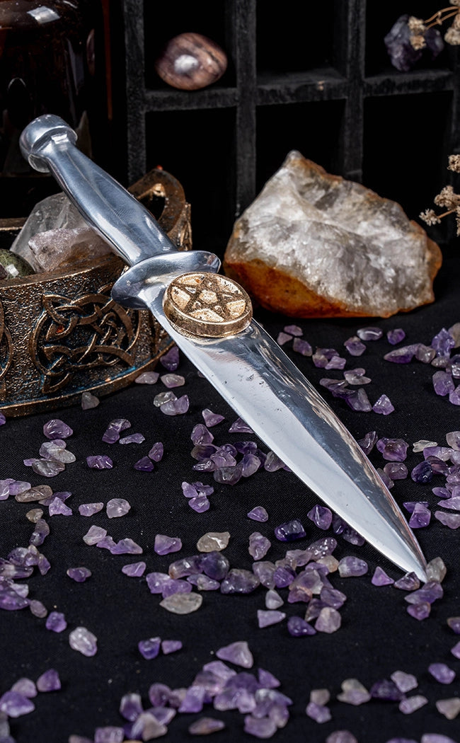 Aluminium Athame | Golden Pentacle