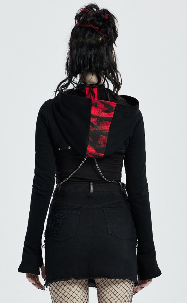 Anathema Cropped Hood | Black & Red-Punk Rave-Tragic Beautiful