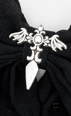 Angel Athame Bow Hair Clip-Cold Black Heart-Tragic Beautiful