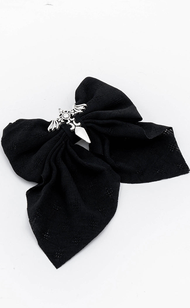 Angel Athame Bow Hair Clip-Cold Black Heart-Tragic Beautiful