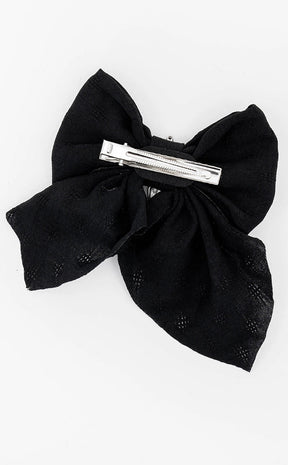 Angel Athame Bow Hair Clip-Cold Black Heart-Tragic Beautiful