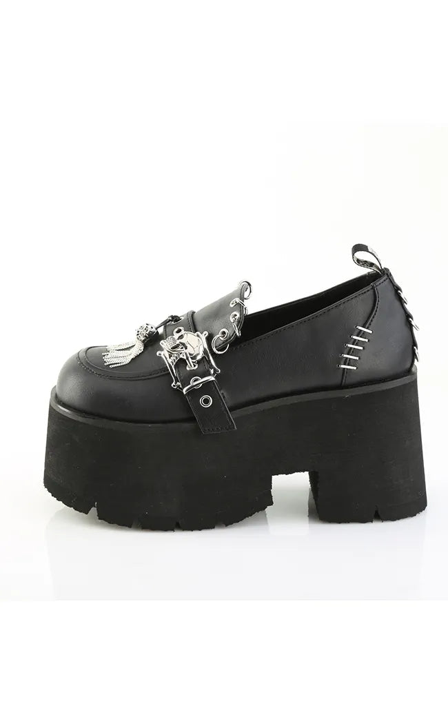 ASHES-38 Black Vegan Leather Platform Loafer