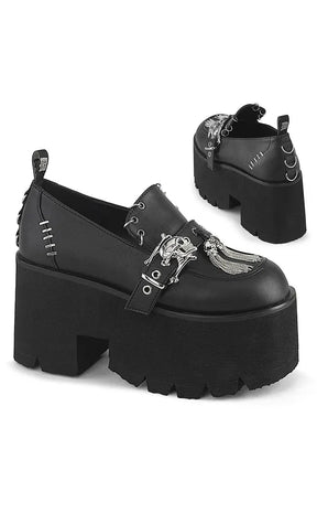 ASHES-38 Black Vegan Leather Platform Loafer