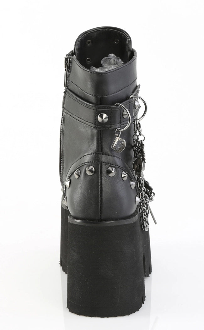 ASHES-52 Black Vegan Leather Platform Ankle Boots (AU Stock)