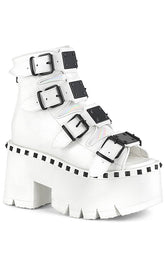 ASHES-70 White Chunky Ankle Boots-Demonia-Tragic Beautiful