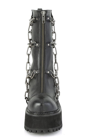 ASSAULT-66 Black Vegan Chain Boots-Demonia-Tragic Beautiful