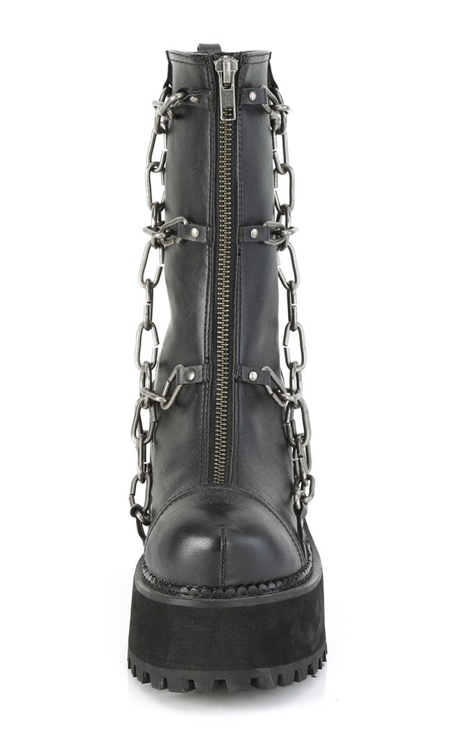 ASSAULT-66 Black Vegan Chain Boots-Demonia-Tragic Beautiful