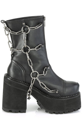 ASSAULT-66 Black Vegan Chain Boots-Demonia-Tragic Beautiful