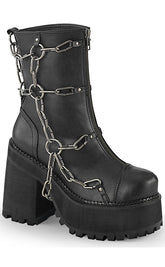 ASSAULT-66 Black Vegan Chain Boots-Demonia-Tragic Beautiful