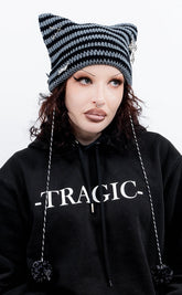 Bad Intentions Beanie | Grey & Black-Cold Black Heart-Tragic Beautiful