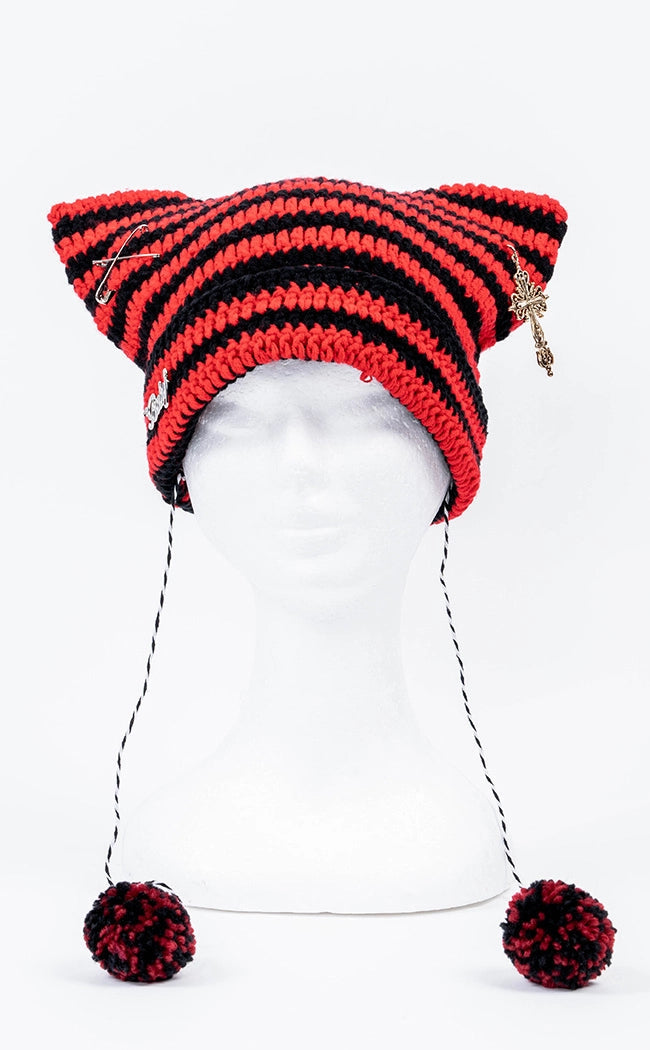 Bad Intentions Beanie | Red & Black-Cold Black Heart-Tragic Beautiful