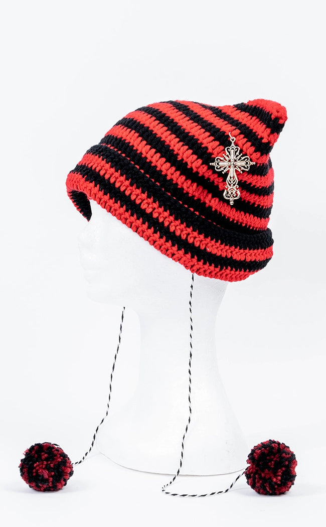 Bad Intentions Beanie | Red & Black-Cold Black Heart-Tragic Beautiful