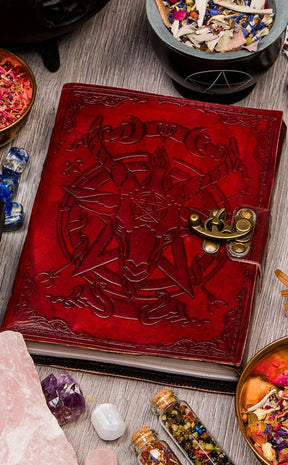 Baphomet Leather Book of Shadows-Nemesis Now-Tragic Beautiful