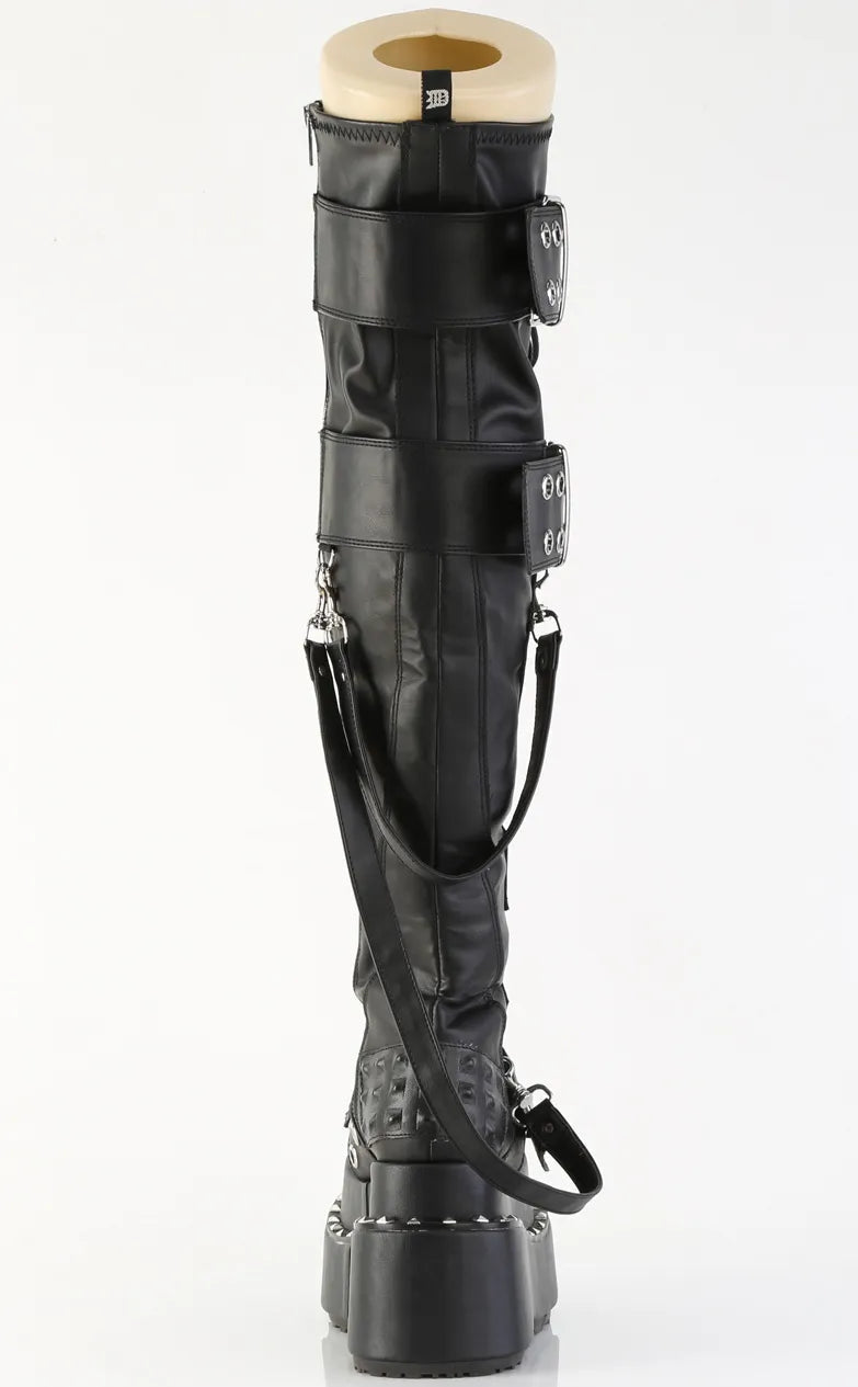 BEAR-316 Black Vegan Leather Thigh High Boots