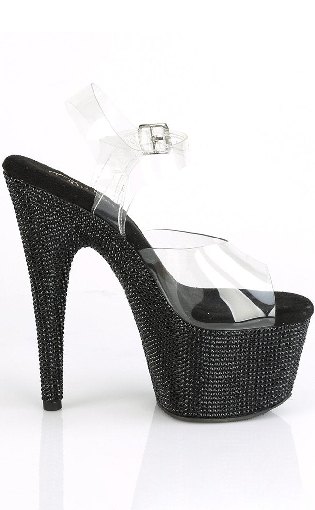 BEJEWELED-708DM Black Rhinestone Heels-Pleaser-Tragic Beautiful