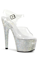 BEJEWELED-708DM Silver Rhinestone Heels-Pleaser-Tragic Beautiful