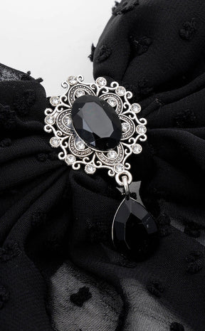 Bejeweled Bow Hair Clip | Black-Cold Black Heart-Tragic Beautiful