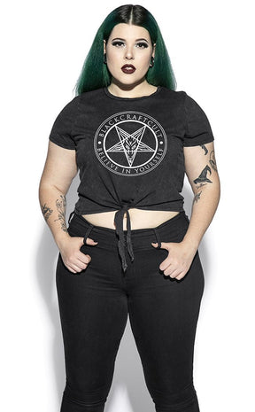 Believe in Yourself Tie Front Crop-BlackCraft-Tragic Beautiful