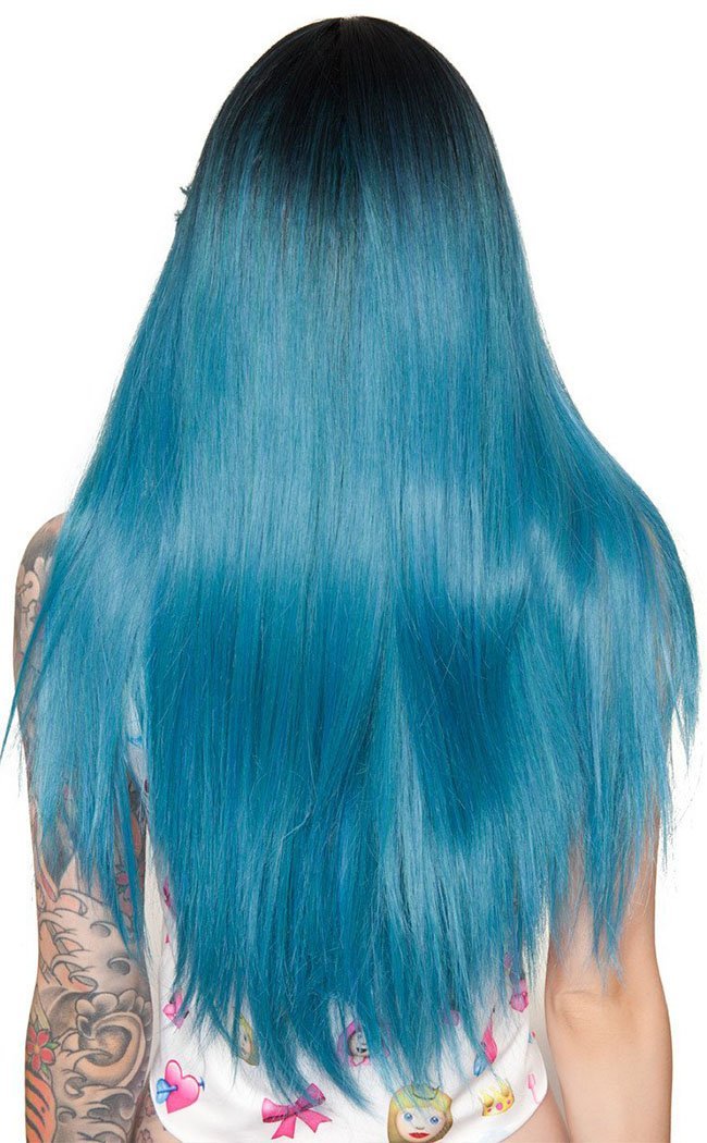 Bella Dark Root Long Turquoise Mix Wig-Rockstar Wigs-Tragic Beautiful