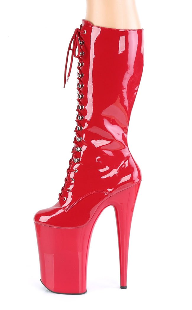 BEYOND-2020 Red Patent Knee High Boots-Pleaser-Tragic Beautiful