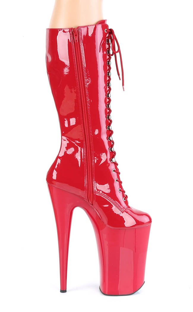 BEYOND-2020 Red Patent Knee High Boots-Pleaser-Tragic Beautiful