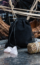 Black Empty Mojo / Spell Bag | Velvet Drawstring Bag-Mojo Bags-Tragic Beautiful