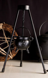 Black Metal Cauldron Stand-Cauldrons-Tragic Beautiful