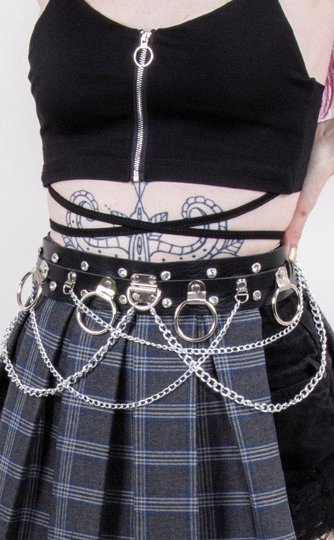 Black Metal Chain Belt-TB-Tragic Beautiful