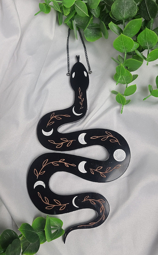 Black Moon Phase Snake Wall Hanging-Curio Resins-Tragic Beautiful