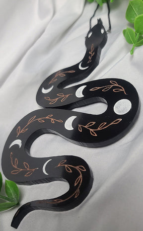 Black Moon Phase Snake Wall Hanging-Curio Resins-Tragic Beautiful