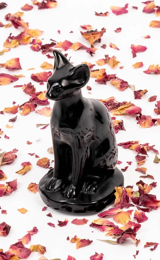 Black Obsidian Sphynx Cat Crystal Carving