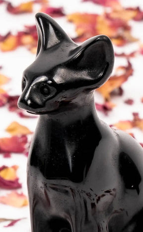 Black Obsidian Sphynx Cat Crystal Carving