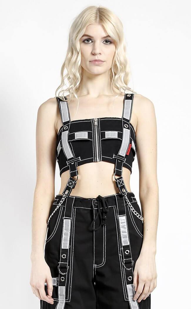 Black Reflective Chain Crop-Tripp NYC-Tragic Beautiful