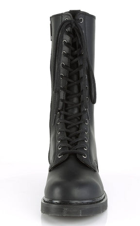 BOLT-300 Black Lace Up Mid Calf Boots-Demonia-Tragic Beautiful