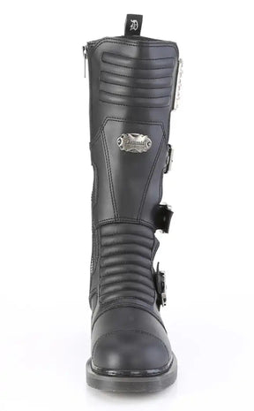 BOLT-405 Black Knee High Moto Boots-Demonia-Tragic Beautiful