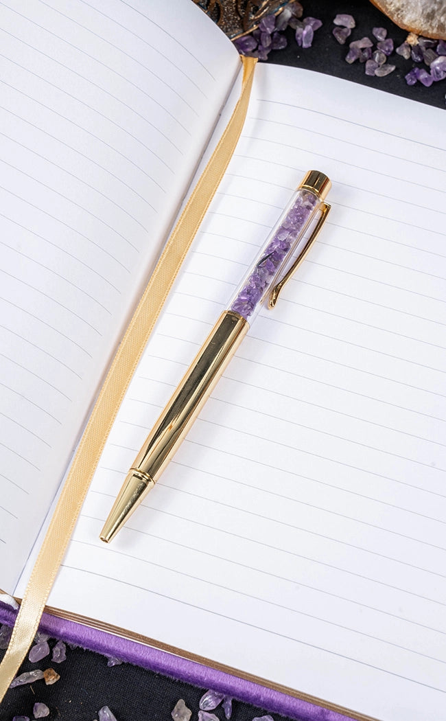 Book of Spells Journal with Amethyst Crystal Pen