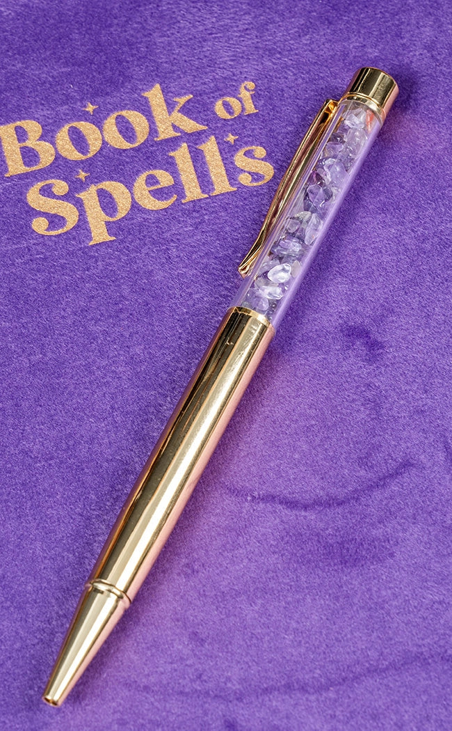 Book of Spells Journal with Amethyst Crystal Pen