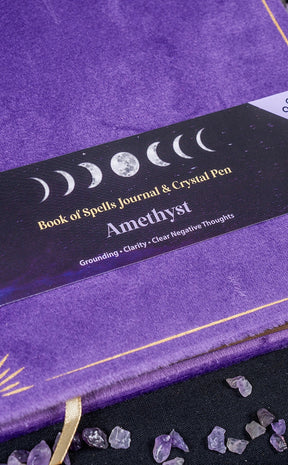 Book of Spells Journal with Amethyst Crystal Pen