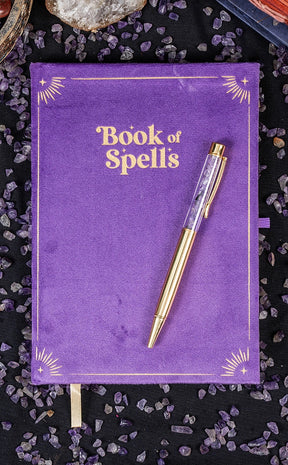 Book of Spells Journal with Amethyst Crystal Pen