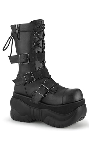 BOXER-230 Black Buckle Boots-Demonia-Tragic Beautiful