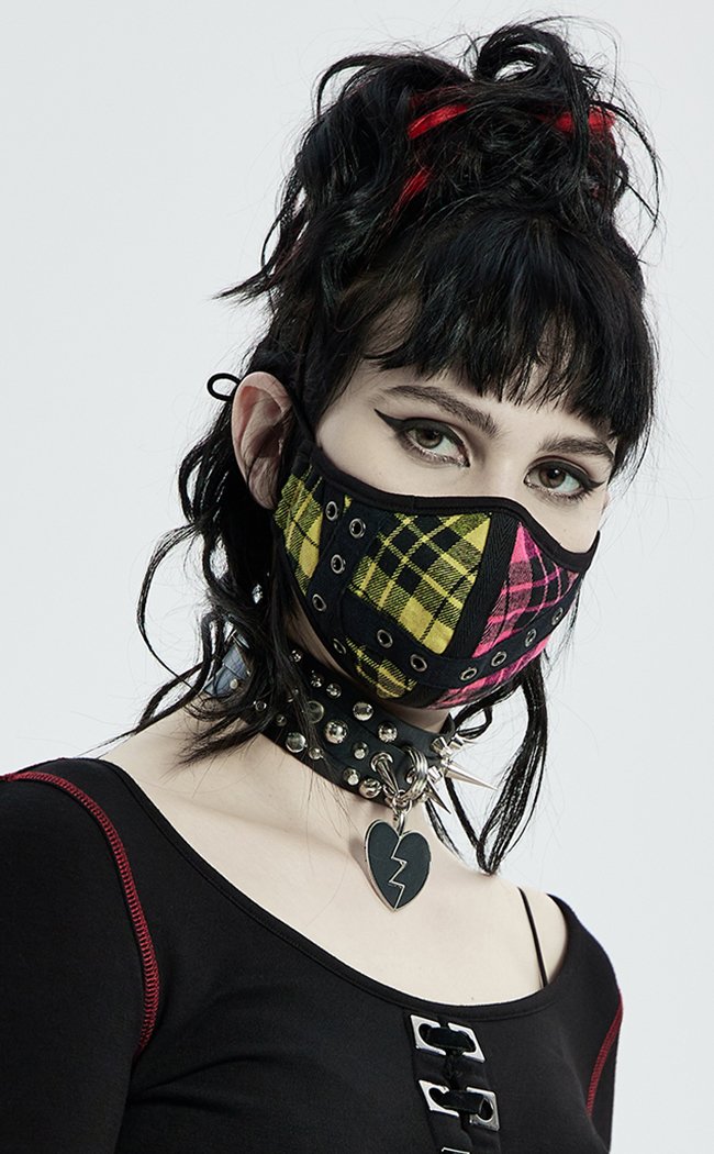 Bright Stuff Tartan Face Mask-Punk Rave-Tragic Beautiful