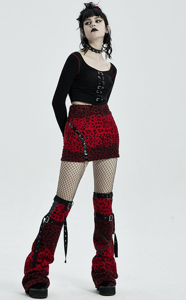 Cageless Legwarmers | Red Leopard-Punk Rave-Tragic Beautiful