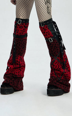 Cageless Legwarmers | Red Leopard-Punk Rave-Tragic Beautiful