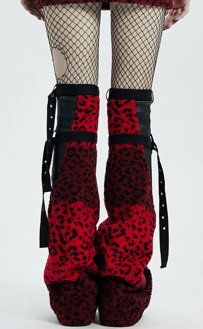 Cageless Legwarmers | Red Leopard-Punk Rave-Tragic Beautiful