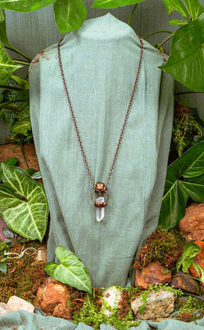 Calvaria Clear Quartz Skull Necklace