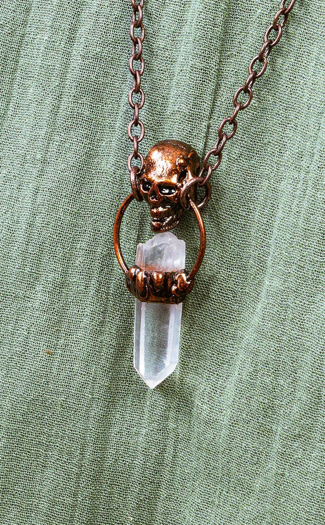 Calvaria Clear Quartz Skull Necklace