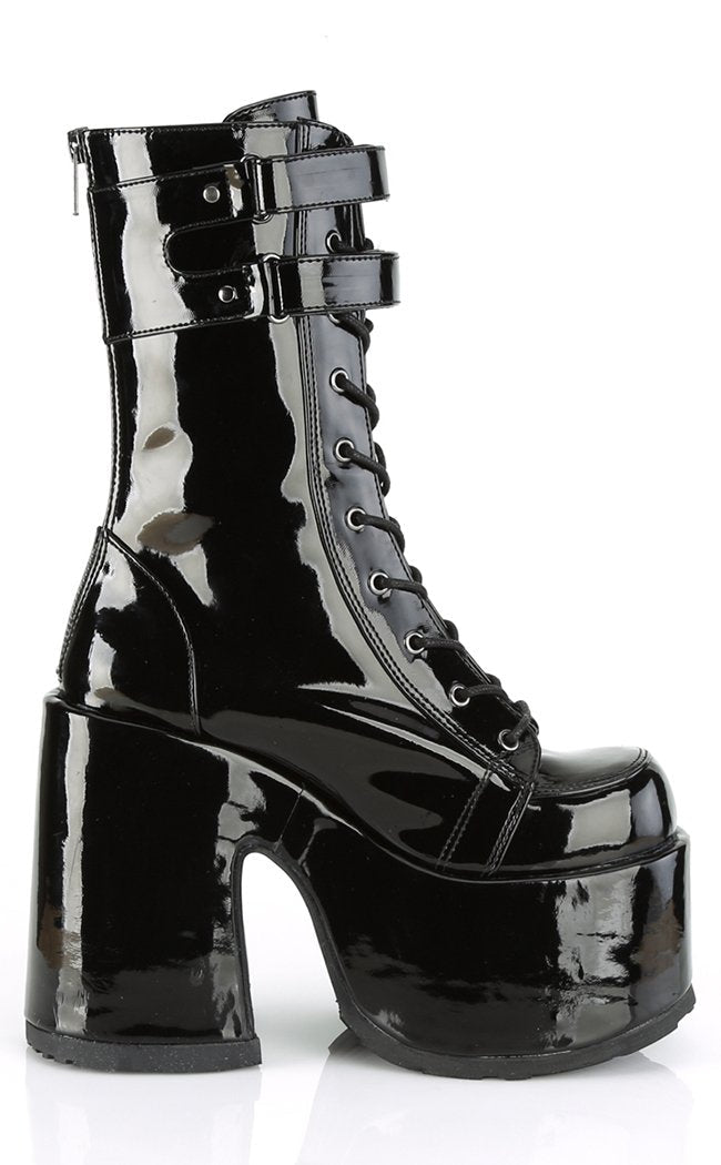 Camel-250 Black Patent Platform Boots-Demonia-Tragic Beautiful