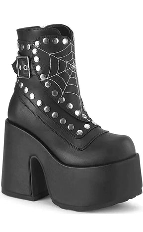 CAMEL-70 Black Vegan Mid-Calf Boots (AU Stock)-Demonia-Tragic Beautiful