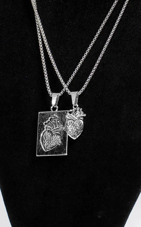 Cardiac Thief Matching Necklace Set-Cold Black Heart-Tragic Beautiful